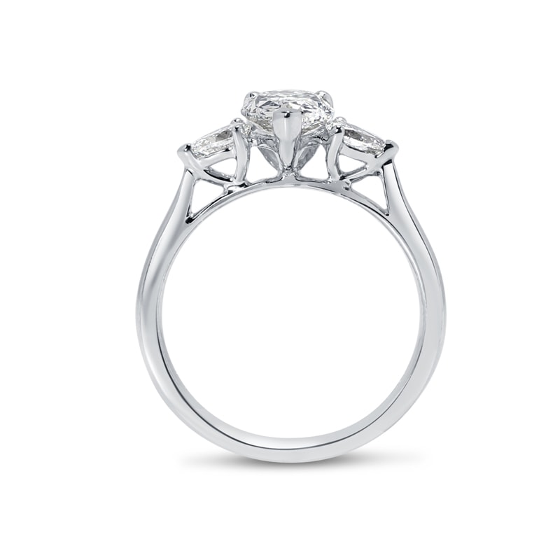 Pear Shape and Pear Cut Shoulder Stones Diamond Engagement Ring view 5