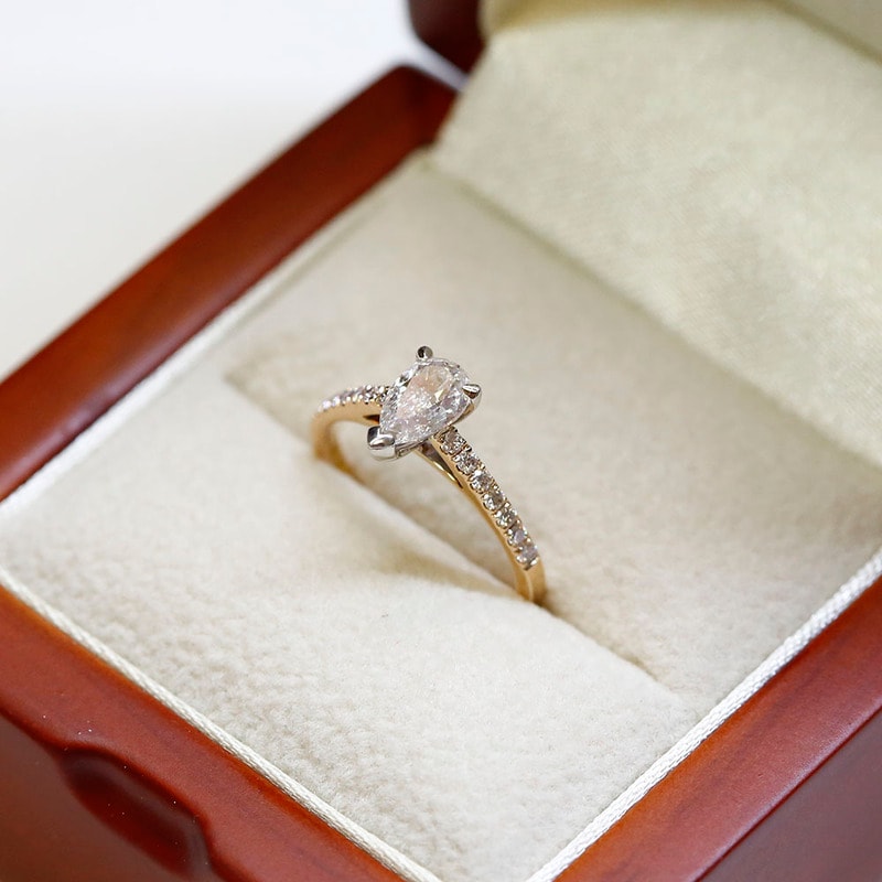 Pear Shape Micro Setting Diamond Engagement Ring view 6
