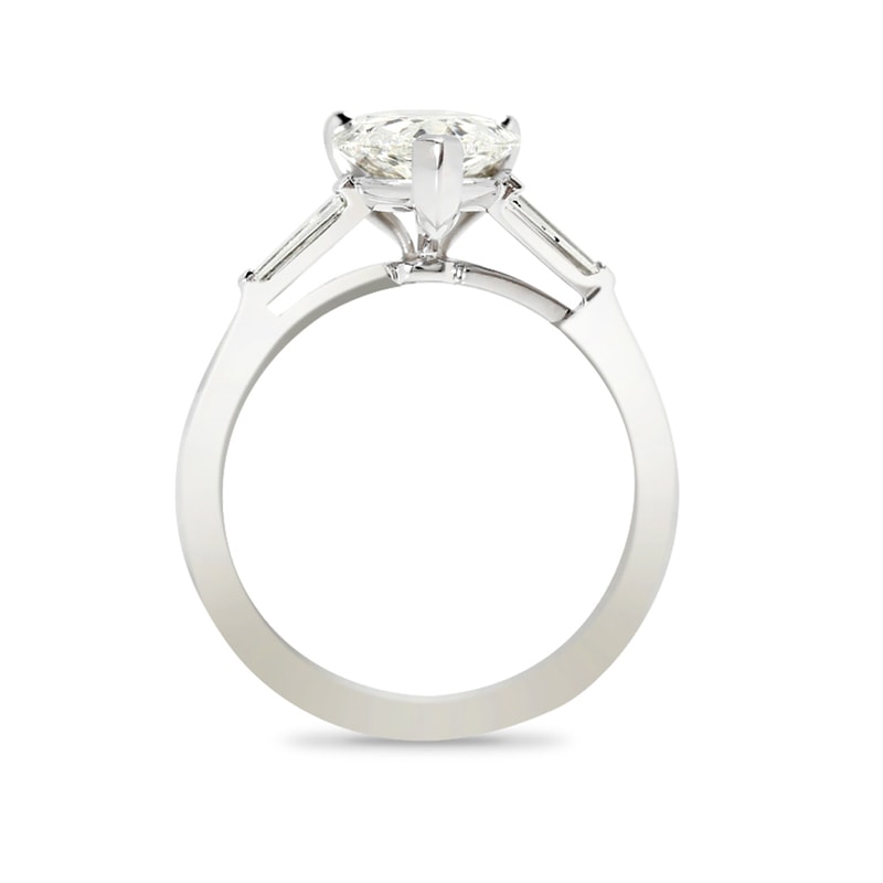 Pear Shape and Tapered Baguettes Design Diamond Engagement Ring view 5