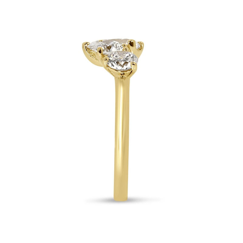 Pear Shape Multi Stones Round Diamond Lab Grown Engagement Ring view 3