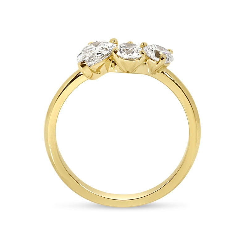 Pear Shape Multi Stones Round Diamond Engagement Ring view 3