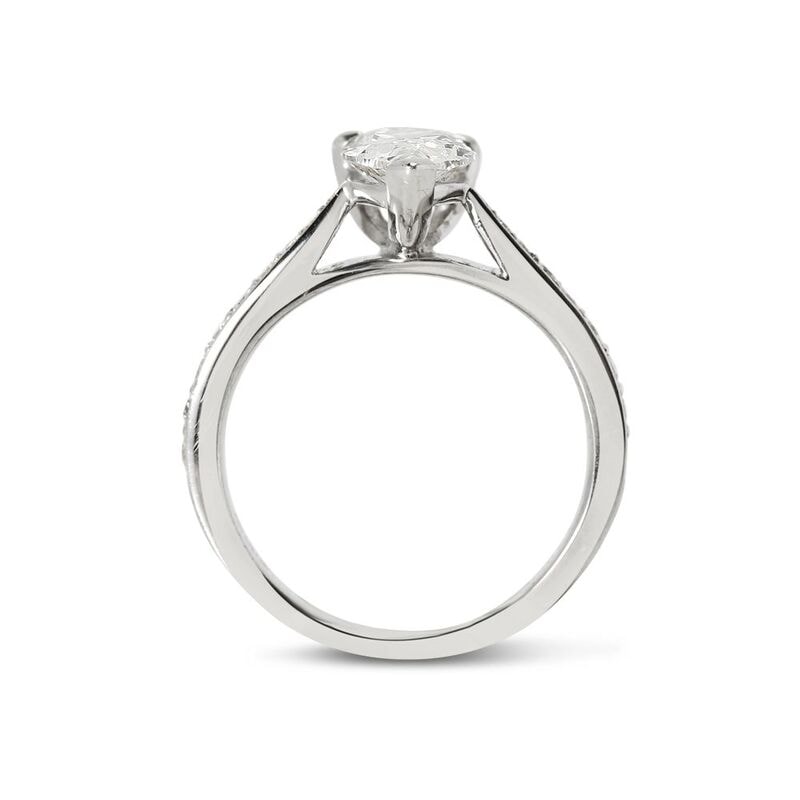 Pear Shape Diamond Tapered Pave Setting Engagement Ring view 5