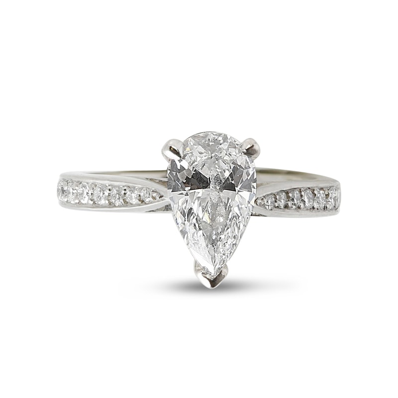Pear Shape Lab Grown Diamond Tapered Pave Setting Engagement Ring view 1