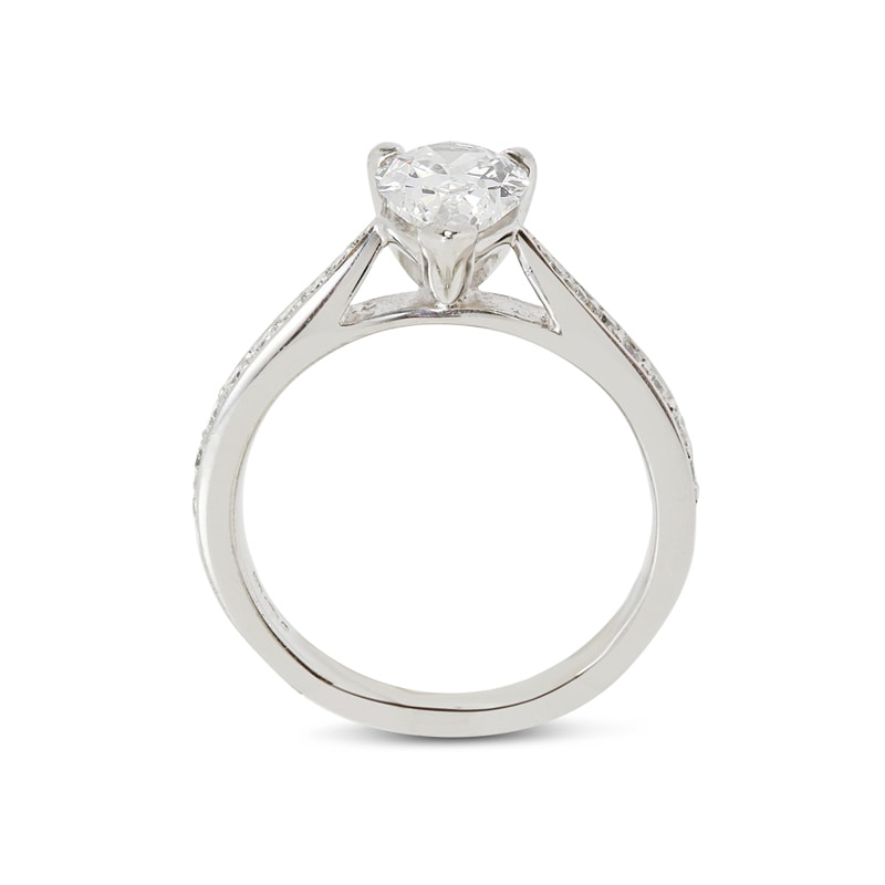 Pear Shape Lab Grown Diamond Tapered Pave Setting Engagement Ring view 3