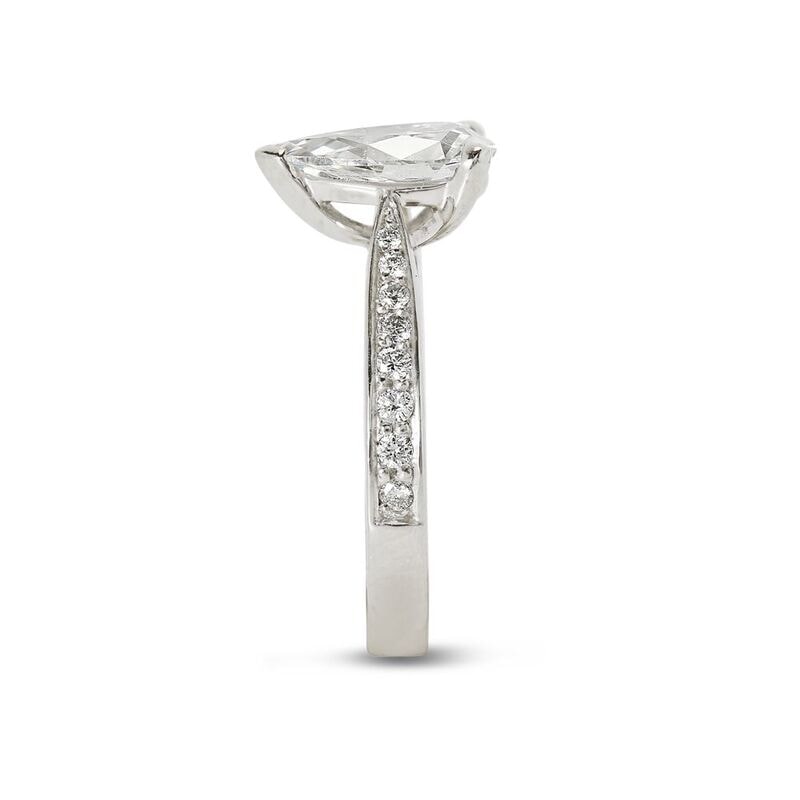 Pear Shape Diamond Tapered Pave Setting Engagement Ring view 4