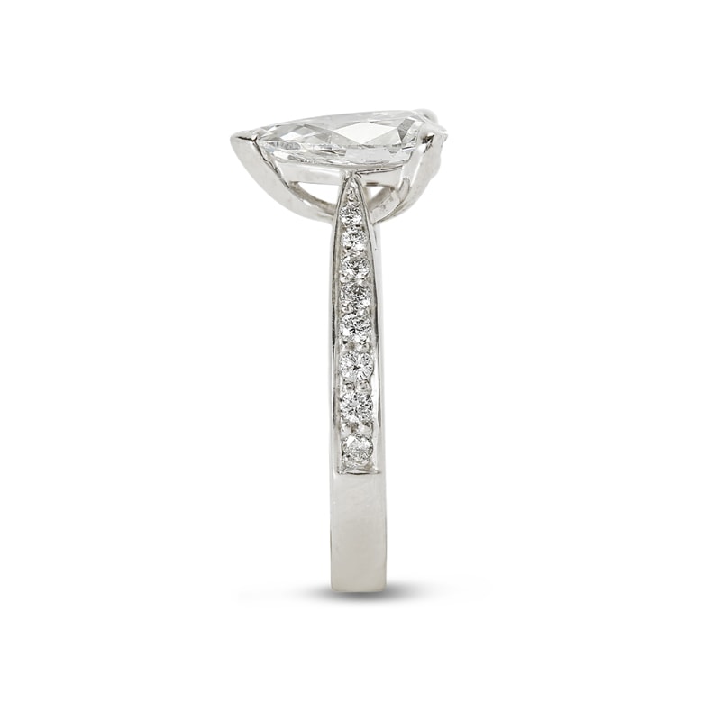Pear Shape Lab Grown Diamond Tapered Pave Setting Engagement Ring view 4