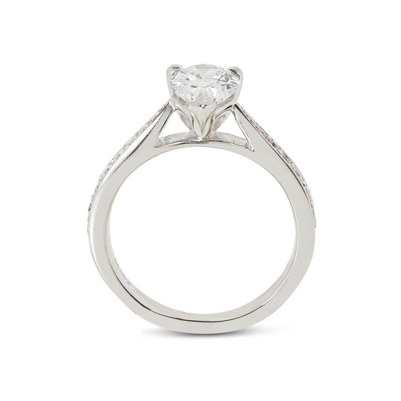 Pear Shape Diamond Tapered Pave Setting Engagement Ring view 3