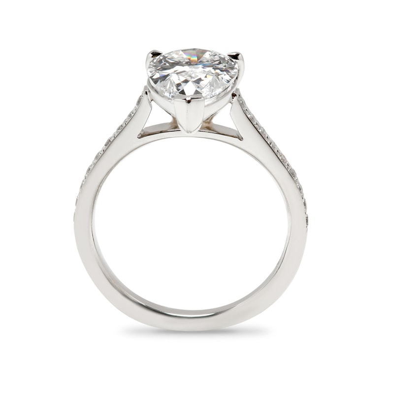 Pear Shape Pave Setting Lab Grown Diamond Engagement Ring view 3