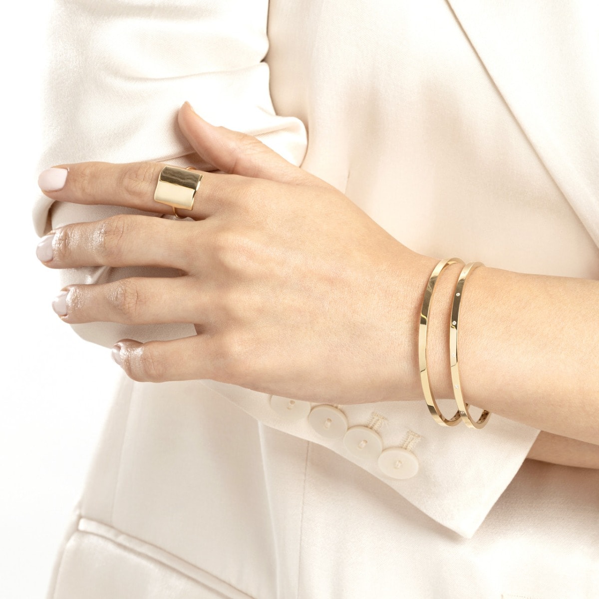 Square Edge Gold Bangle view 2