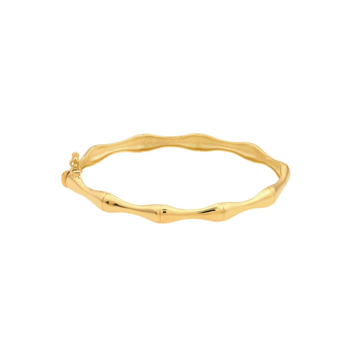 Polished Bamboo Style Gold Bangle