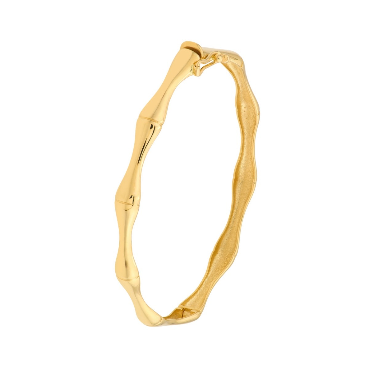 Polished Bamboo Style Gold Bangle - alternate view