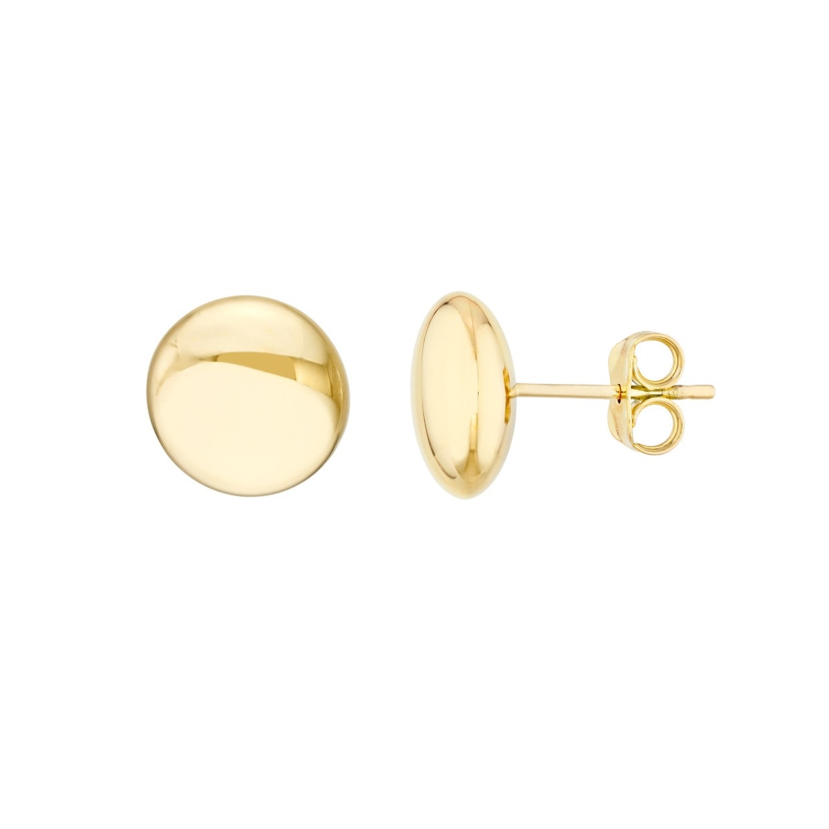 Polished Button Stud Earrings on Post Back view 1