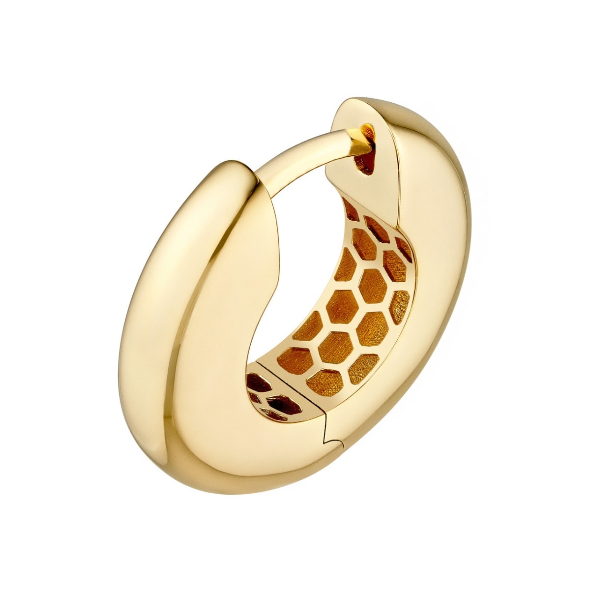 Polished Round Gold Hoop Earrings view 4