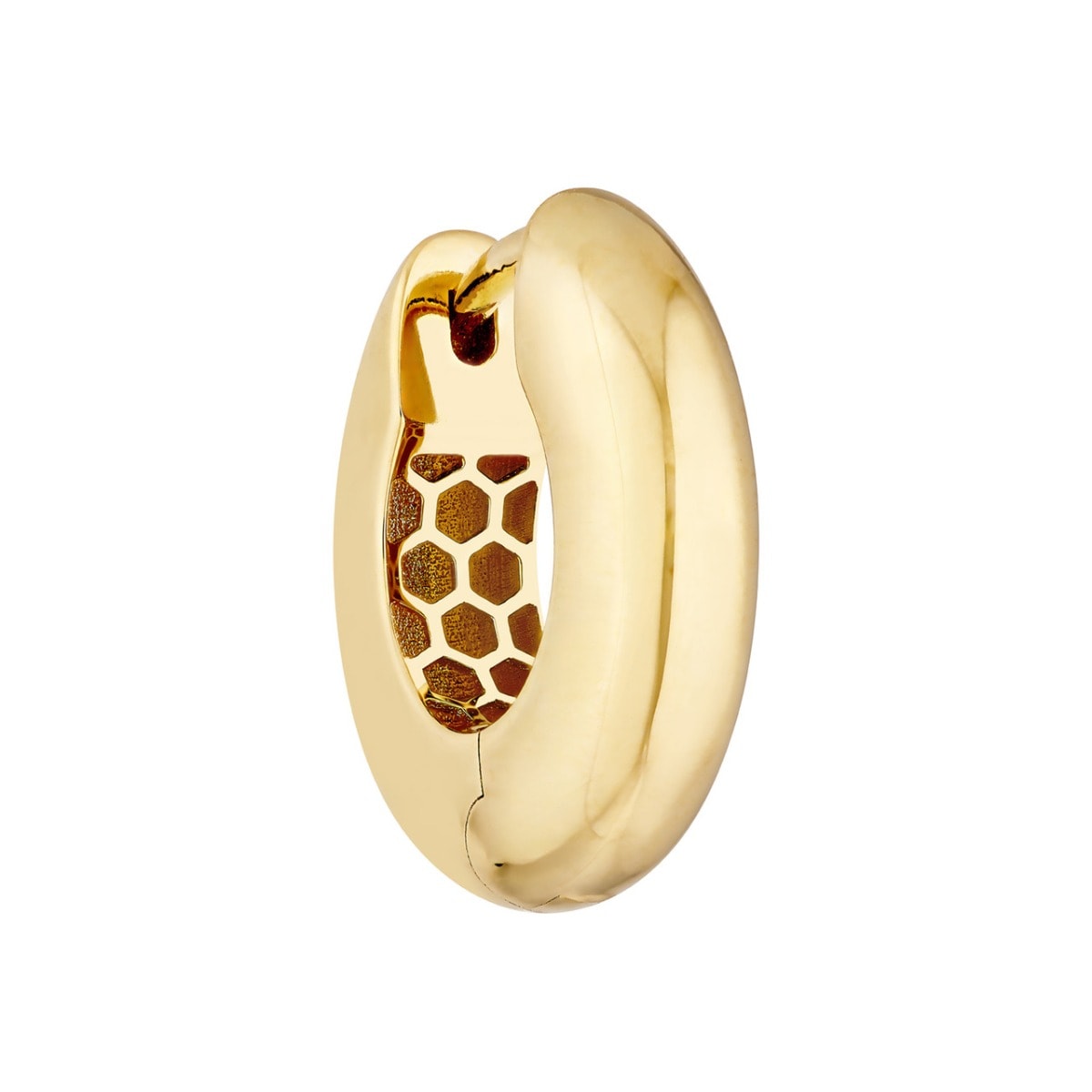 Polished Round Gold Hoop Earrings view 3