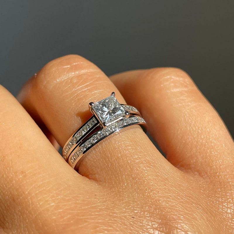 Princess Shape Channel Set Diamond Engagement Ring view 7