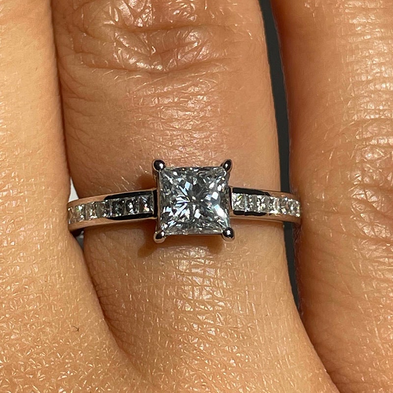 Princess Shape Channel Set Diamond Engagement Ring view 6