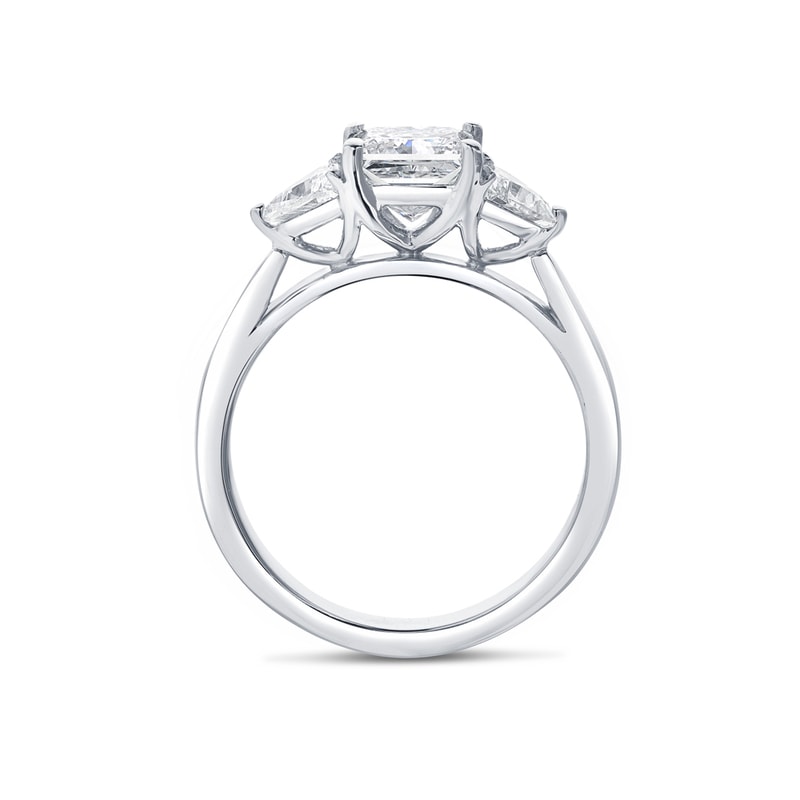 Princess Shape Trilliant Side Stones Trilogy Engagement Ring view 5
