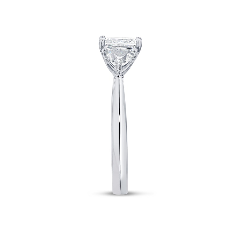 Princess Shape Trilliant Side Stones Trilogy Engagement Ring view 3
