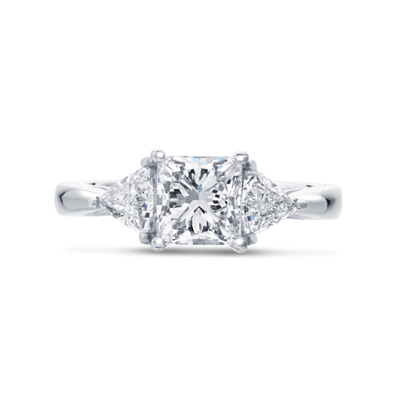 Princess Shape Trilliant Side Stones Trilogy Engagement Ring view 1