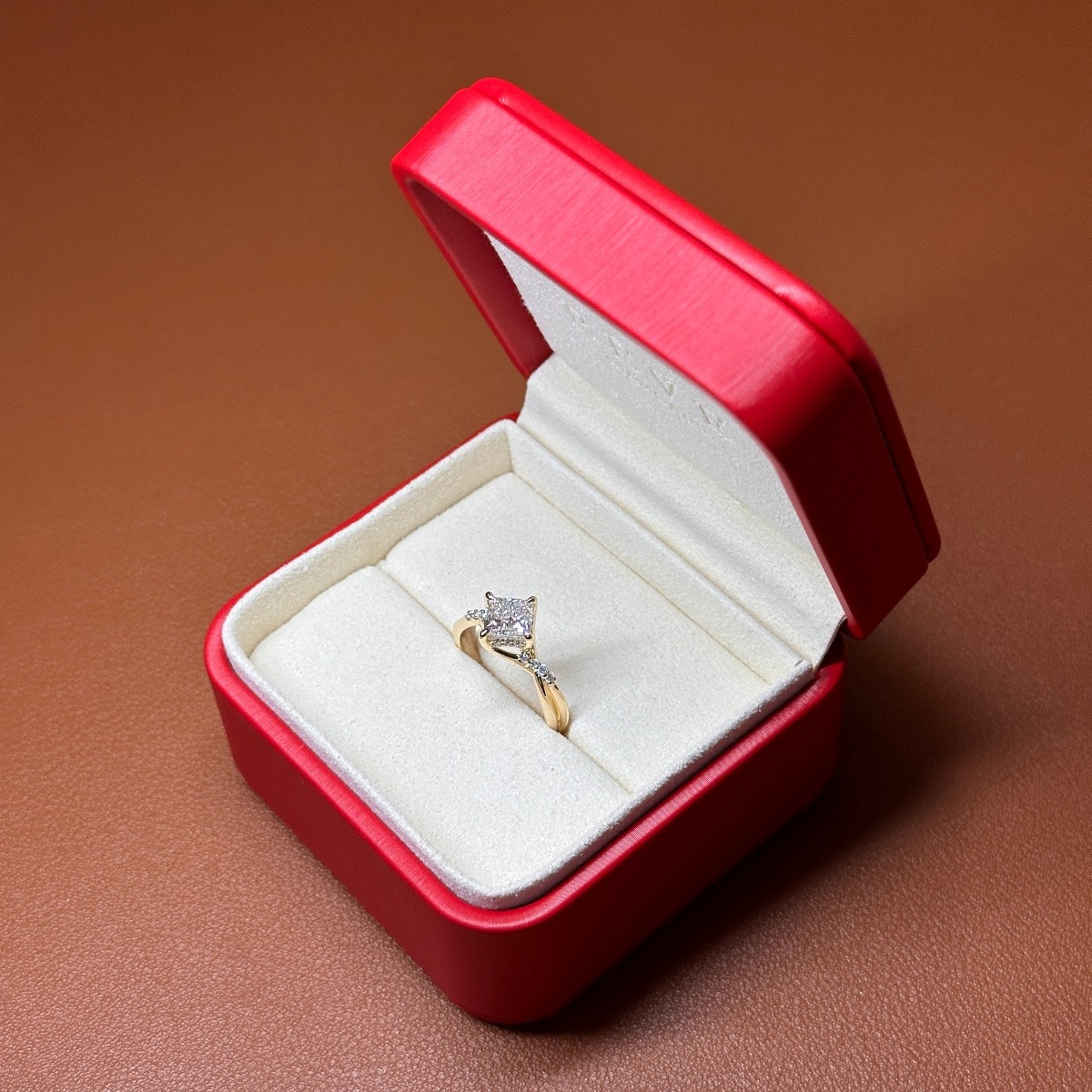 Princess Lab Grown Diamond Twisted Engagement Ring view 8