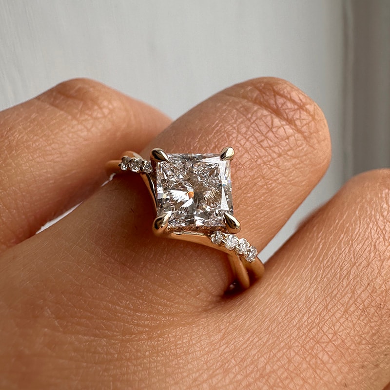 Princess Lab Grown Diamond Twisted Engagement Ring view 7