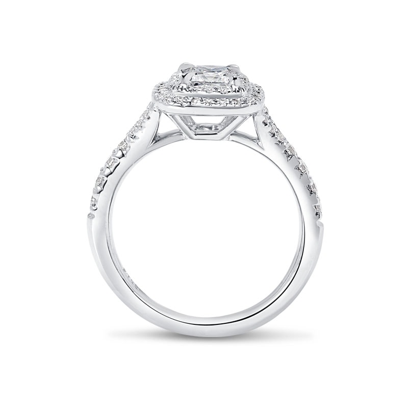 Double Halo Princess Shape Lab Grown Diamond Engagement Ring view 4