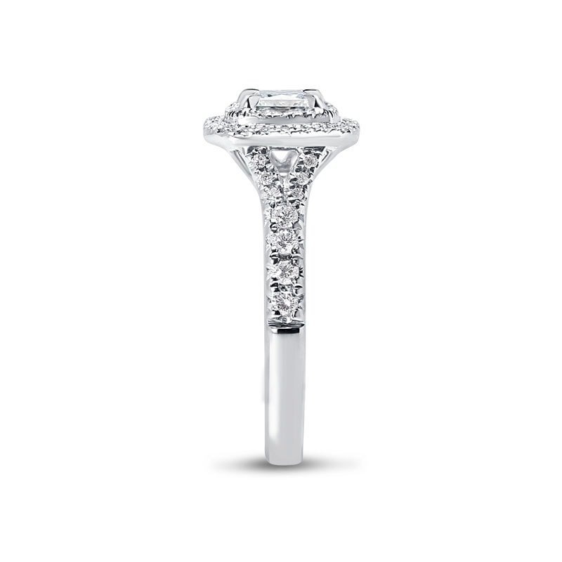 Double Halo Princess Shape Lab Grown Diamond Engagement Ring view 3