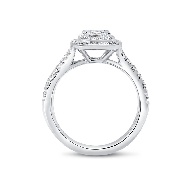 Double Halo Princess Shape Diamond Engagement Ring view 5
