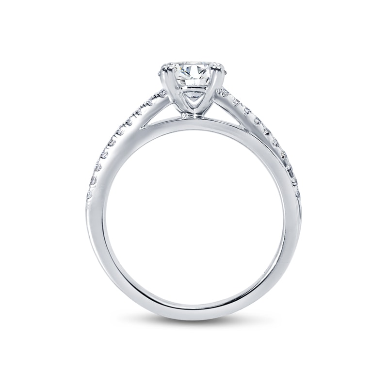 Interweaving Micro Set Band Round Diamond Engagement Ring view 5
