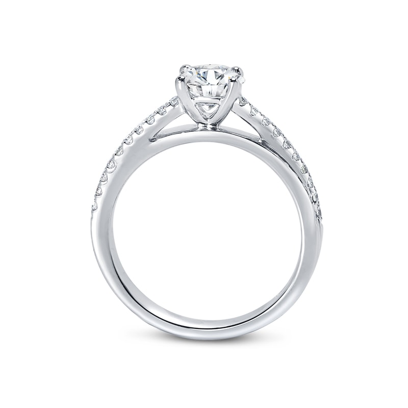 Interweaving Micro Set Band Round Diamond Engagement Ring view 3
