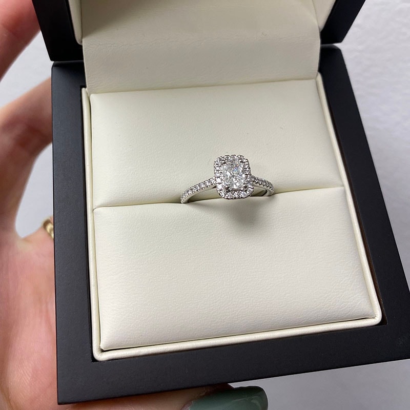 Radiant Shape Micro Set Halo Diamond Engagement Ring view 7