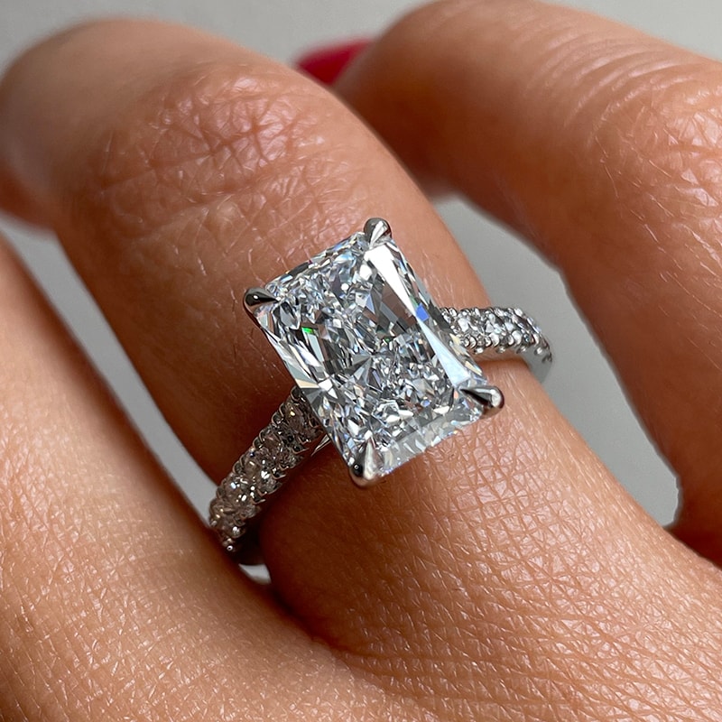 Radiant Cut Micro Set Diamond Engagement Ring view 6