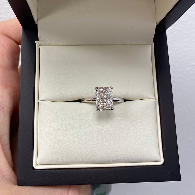 Radiant Shape Solitaire Diamond Engagement Ring view 6