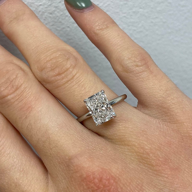Radiant Shape Solitaire Diamond Engagement Ring view 7