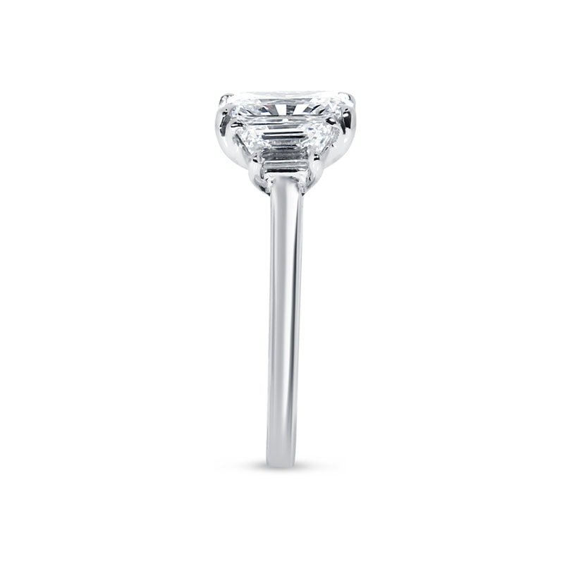 Radiant Shape Trapezoids Trilogy Diamond Engagement Ring view 4
