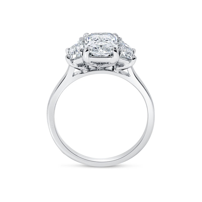 Radiant Shape Trapezoids Trilogy Diamond Engagement Ring view 3