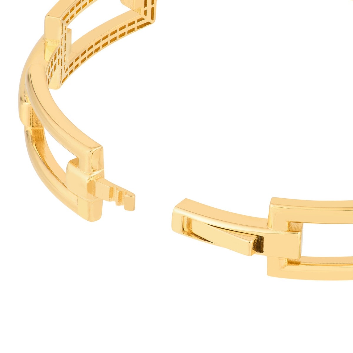 Rectangular Polished Link Gold Bangle Bracelet view 4