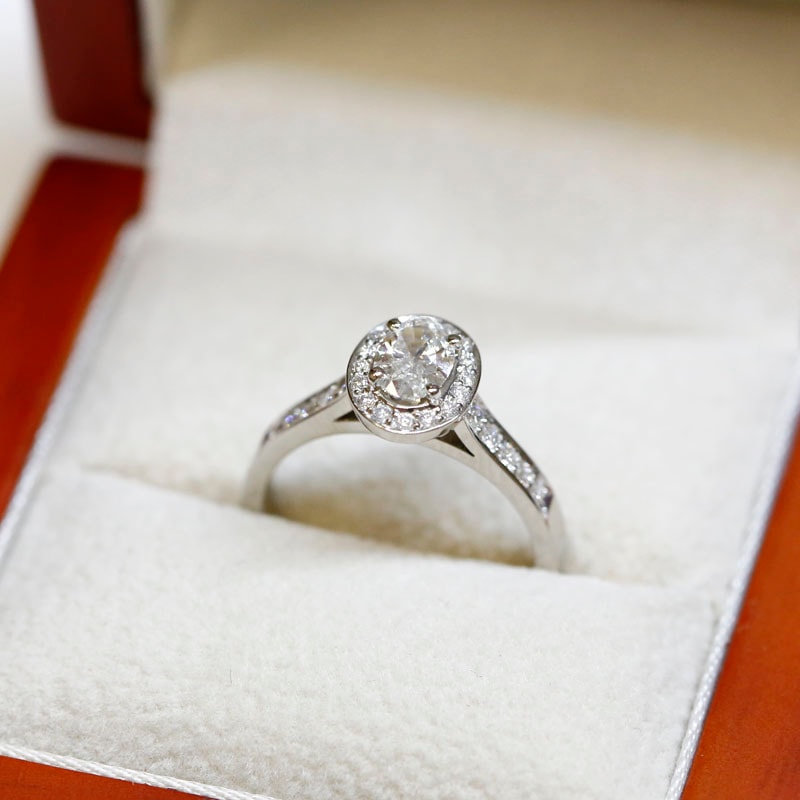 Oval Shape Pave Halo Lab Grown Diamond Engagement Ring view 6