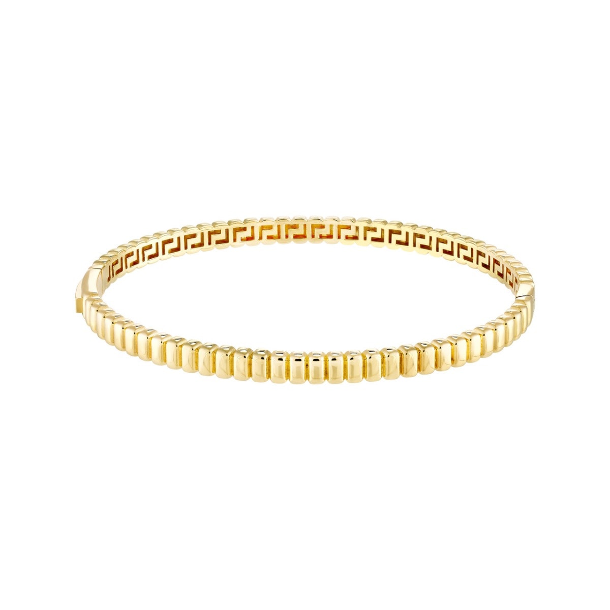 Ribbed Hinge Gold Bangle Bracelet