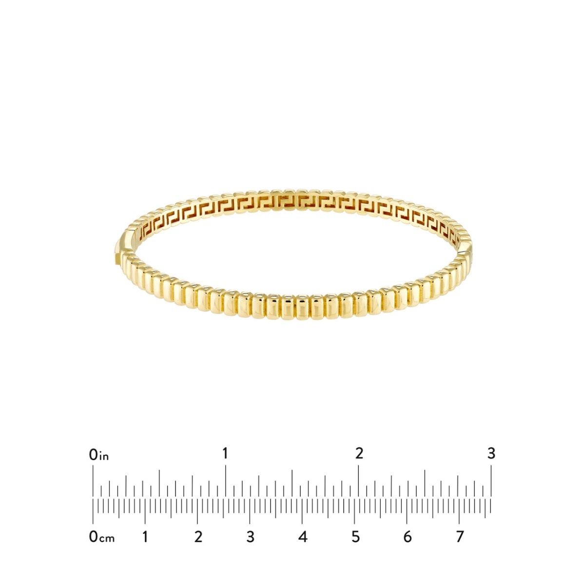 Ribbed Hinge Gold Bangle Bracelet view 6