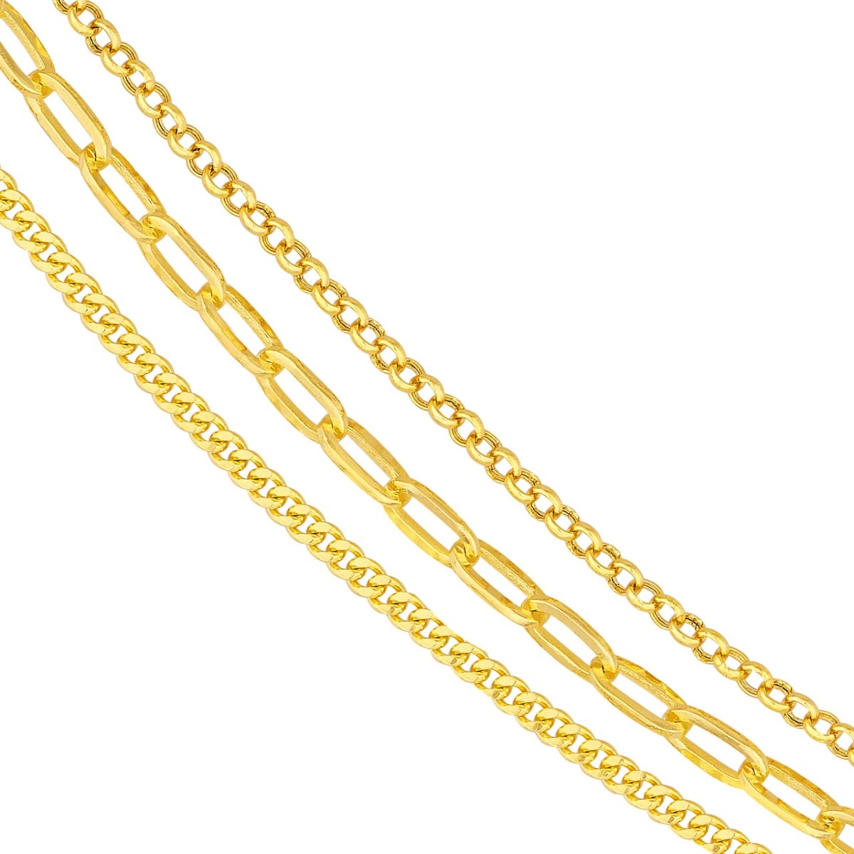 Rolo/Paper Clip/Curb Triple Chain Necklace view 3