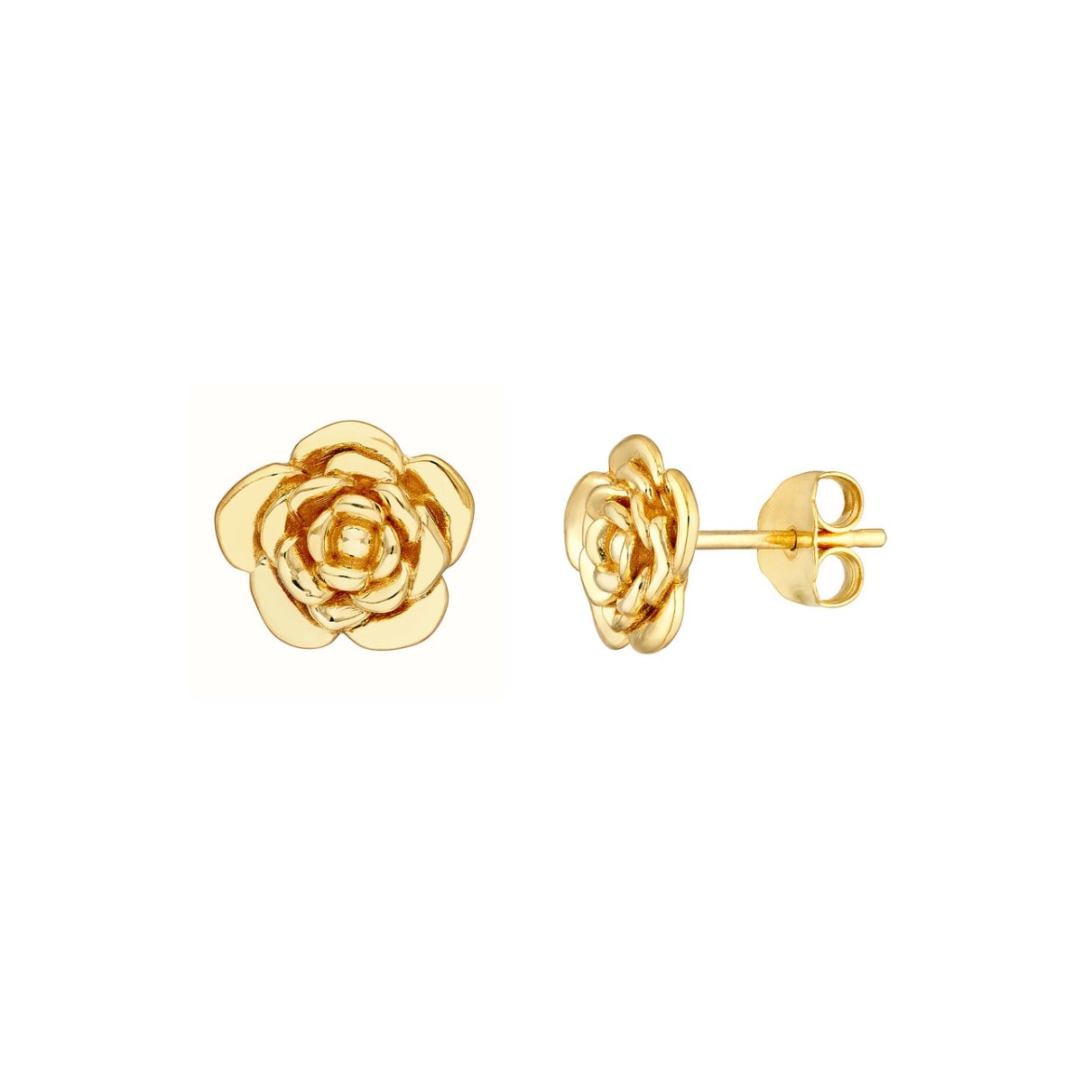 Gold Rose Stud Earrings view 1