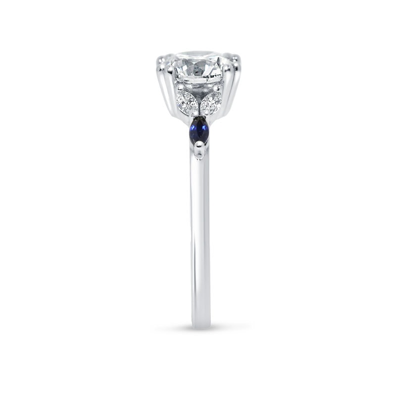 Round Brilliant and Marquise Side Lab Grown Diamond Engagement Ring view 4