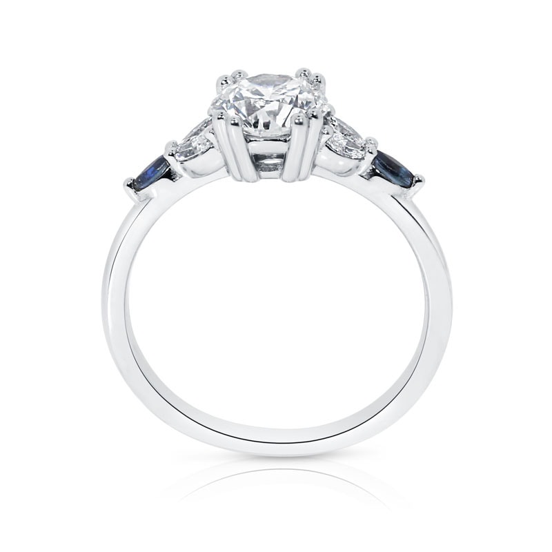 Round Brilliant and Marquise Side Lab Grown Diamond Engagement Ring view 3