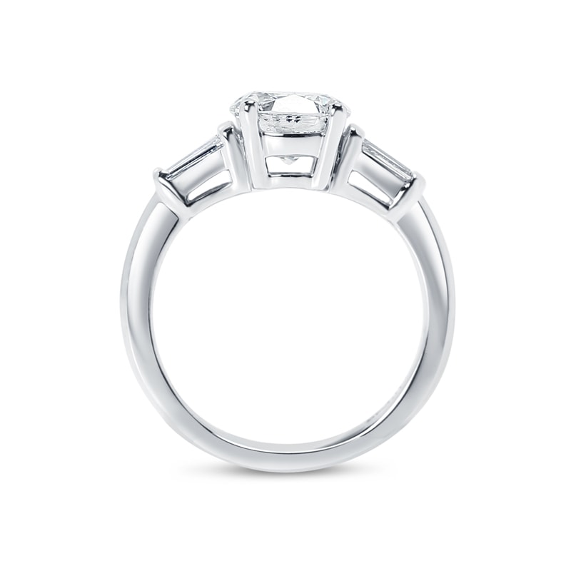 Round Shape And Tapered Baguettes Diamond Engagement Ring view 5