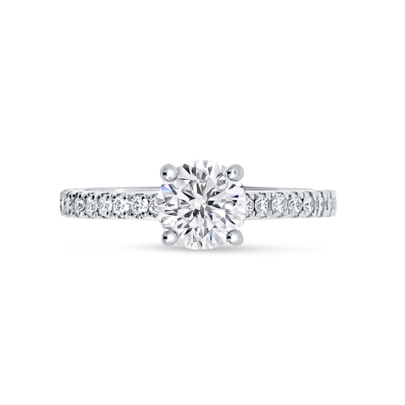 Contemporary Lab Grown Round Brilliant Micro Set Engagement Ring view 1