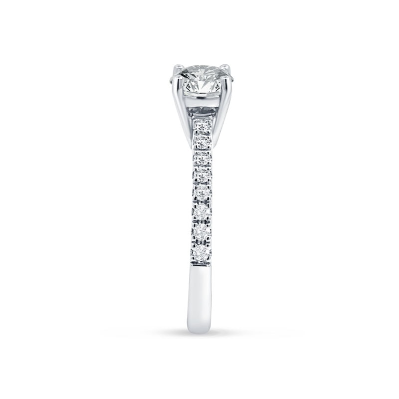 Contemporary Lab Grown Round Brilliant Micro Set Engagement Ring view 4