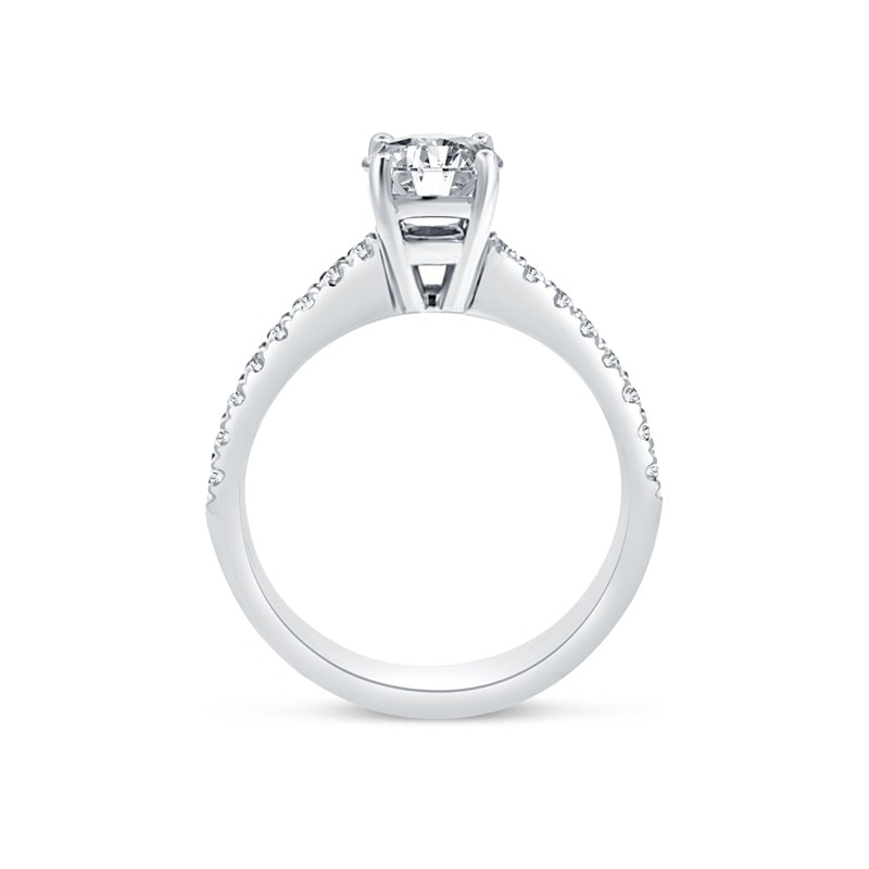 Contemporary Round Brilliant Micro Set Engagement Ring view 4