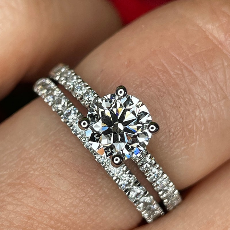 Contemporary Lab Grown Round Brilliant Micro Set Engagement Ring view 6