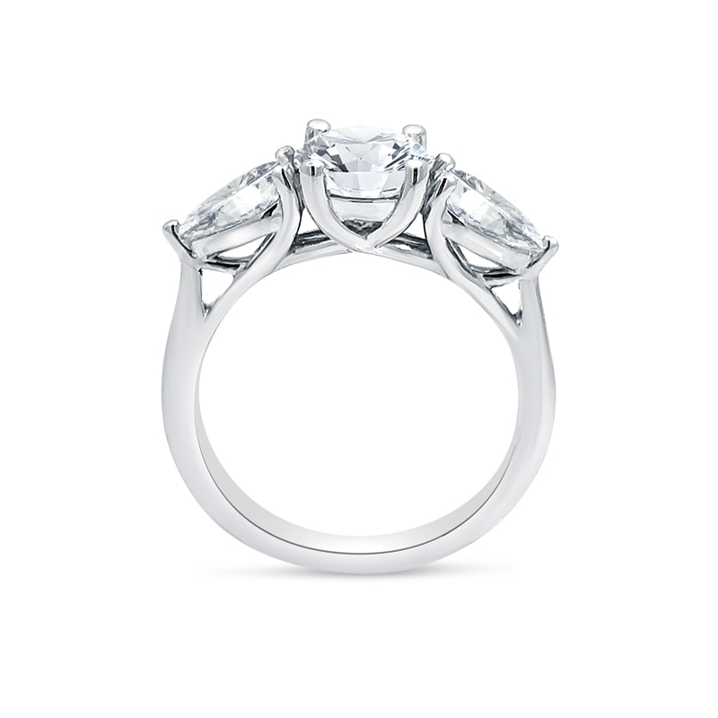 Round Shape and Pear Side Stones Diamond Engagement Ring view 5